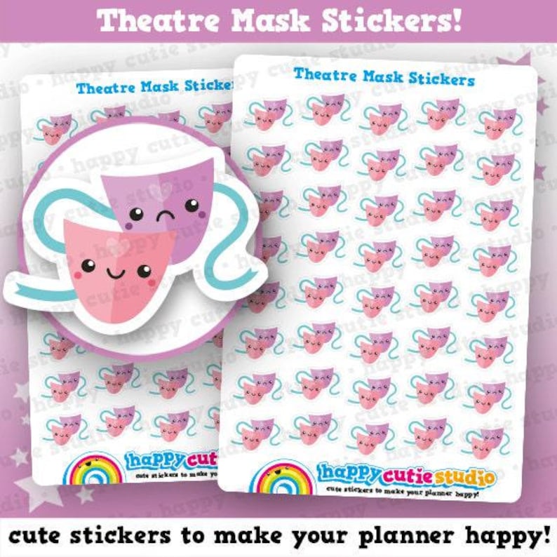 40 Cute Theatre Mask/Drama/Concert Planner Stickers image 1