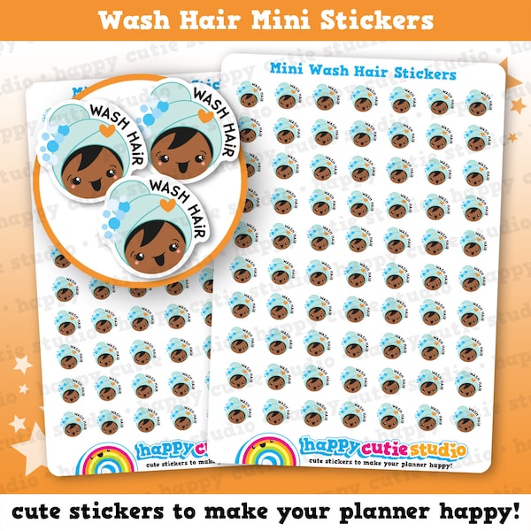 70 Cute Mini Wash Hair/Routine Girl Planner Stickers