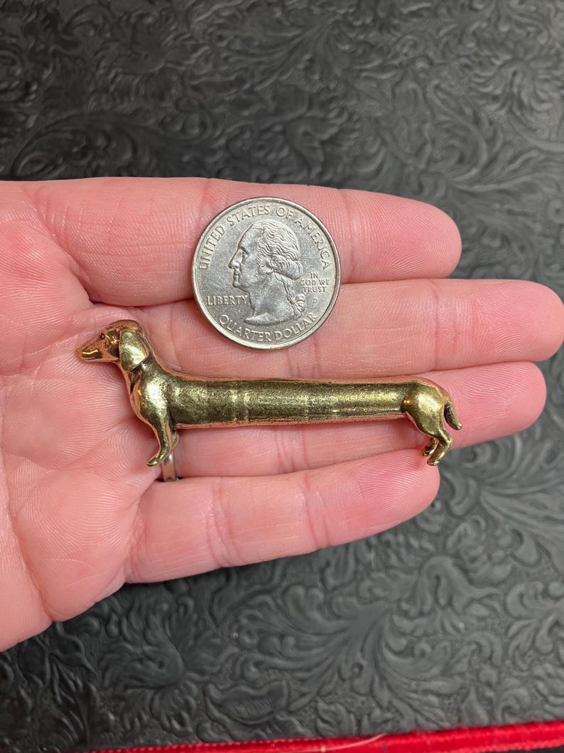Miniature Brass Extra Long Dachshund Doxie Dackel Teckel Wiener Dog Figurine image 6