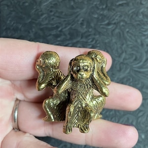 Solid Brass See No Evil Hear No Evil Speak No Evil Three Wise Monkeys Figurine