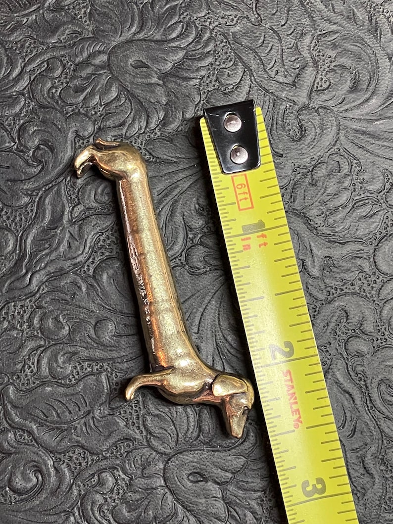 Miniature Brass Extra Long Dachshund Doxie Dackel Teckel Wiener Dog Figurine image 2