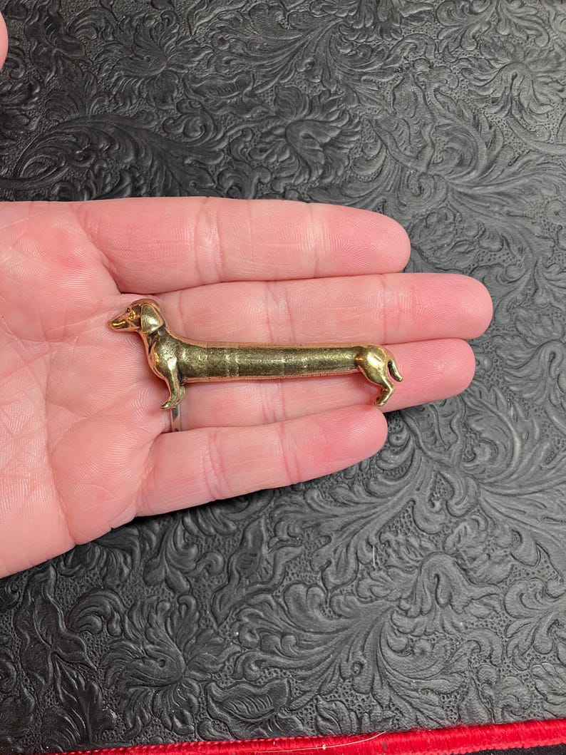 Miniature Brass Extra Long Dachshund Doxie Dackel Teckel Wiener Dog Figurine image 5