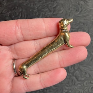 Miniature Brass Extra Long Dachshund Doxie Dackel Teckel Wiener Dog Figurine image 1