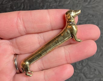 Miniature Brass Extra Long Dachshund Doxie Dackel Teckel Wiener Dog Figurine