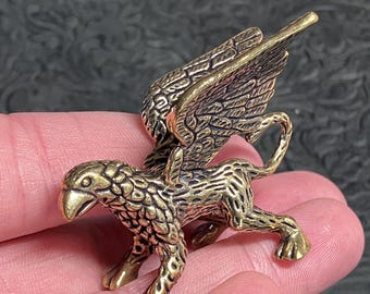 Miniature Solid Brass Griffin Figurine