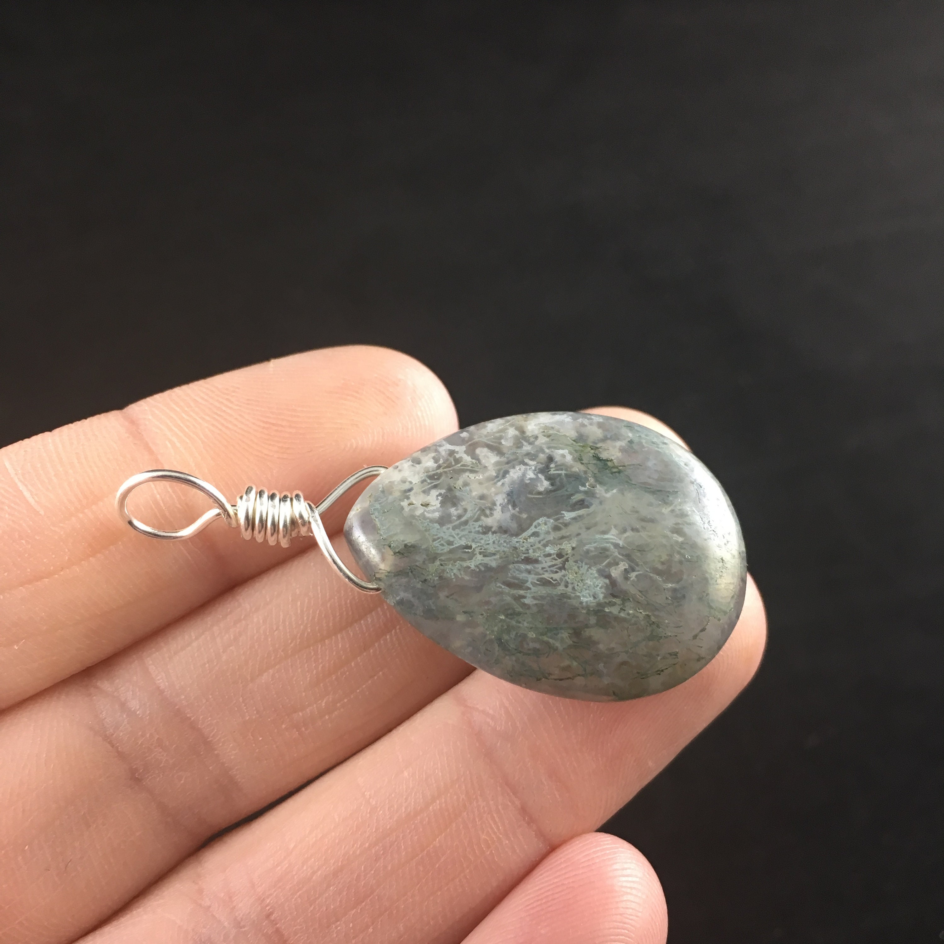 Natural Green Moss Agate Stone Jewelry Pendant Necklace | Etsy