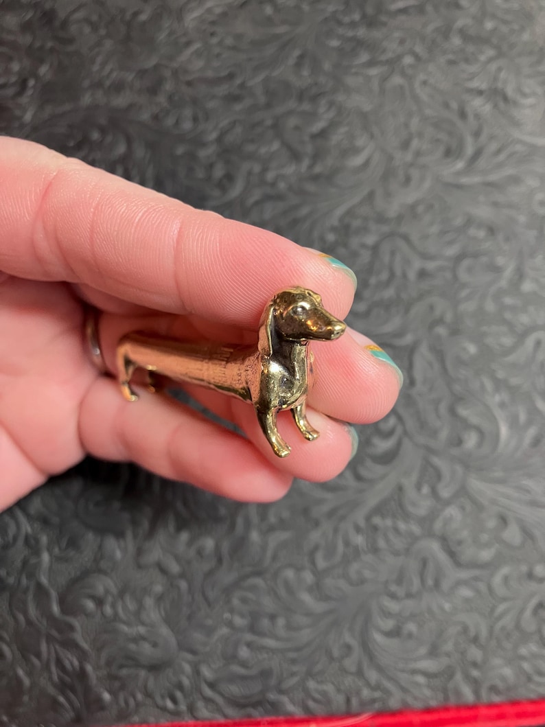 Miniature Brass Extra Long Dachshund Doxie Dackel Teckel Wiener Dog Figurine image 3