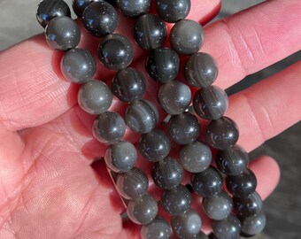 Natural Ice Obsidian 8mm Gemstone Beaded Jewelry Crystal Bracelet