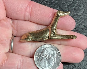 Miniature Solid Brass Resting Whippet Greyhound Dog Figurine