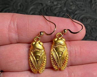 Gold Toned Cicada Earrings