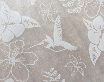 White humming bird floral tissue - lace like *perfect for weddings & birthday gifts - simply beautiful paper