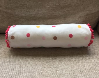 Dotty Spotty cushion - bolster cushion - Joules fabric tube shape cushion