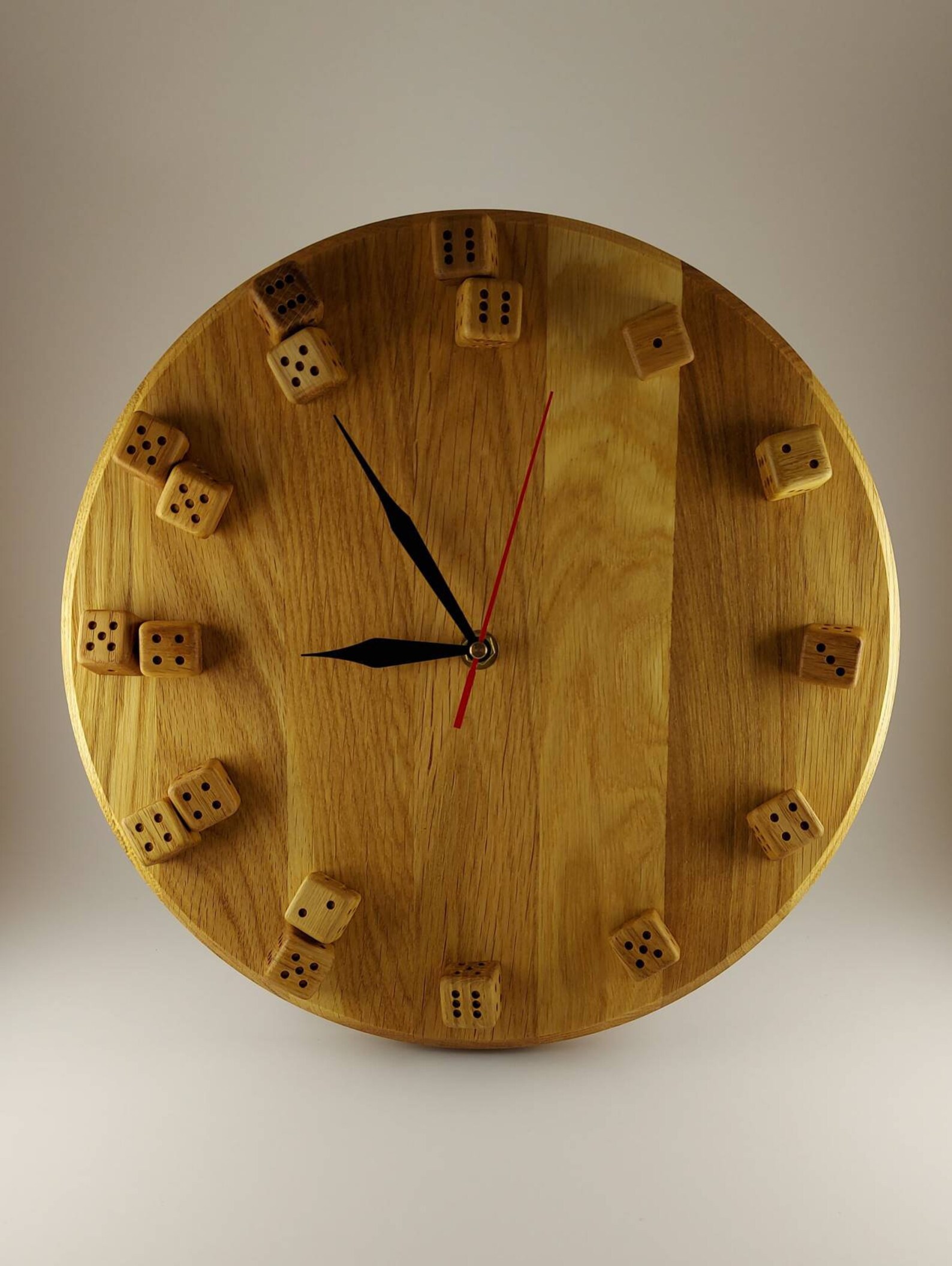 Oak Wood Wall Clock Lucky Dice 3D Etsy