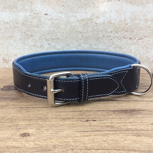 Dog collar, collar, leather collar for dogs, wide, softly padded, made to measure