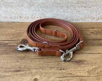 Leather dog leash, leather leash for dogs in light brown