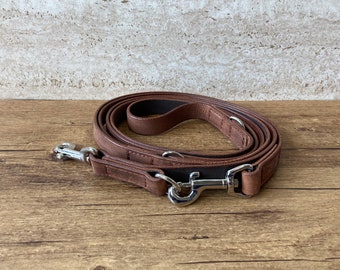 Leather dog leash, leather leash for dogs in antique brown