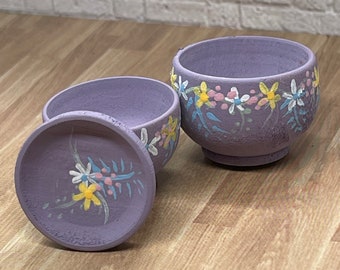 1:12 scale sweet meadows bowl set  lavender cottagecore 1/12 scale kitchen miniature bowl set