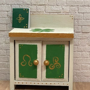 Celtic Irish inspired miniature dollhouse cabinet dollhouse furniture Celtic symbols Irish dollhouse