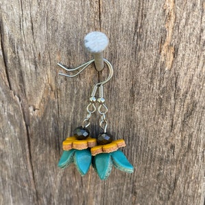 Leather fairy flower earrings fairy earrings Mothers Day gift cottagecore earrings cottage style jewelry fairy gift faecore summer earrings