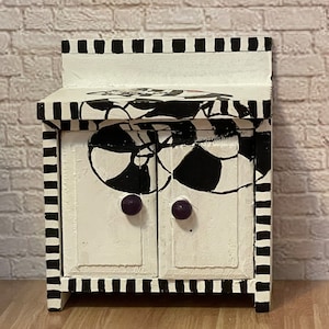 Beetlejuice Halloween hand painted miniature cabinet one of a kind sand worm dollhouse furniture
