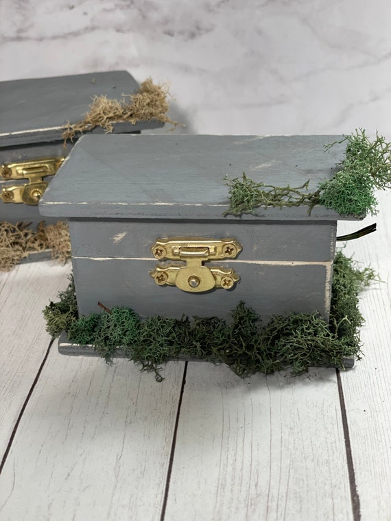 Cottagecore Rustic Moss Jewelry Box Engagement Box Wedding Etsy
