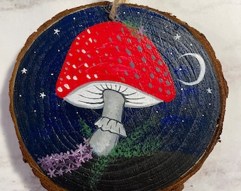 Christmas ornament hand painted wall decor lucky mushroom