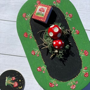 Mossy mushroom cottagecore miniature table 1:12 scale dollhouse table magical mushroom mossy miniature
