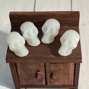 Glow in the dark resin miniature skulls dollhouse miniature decor spooky miniature haunted dollhouse miniature skull