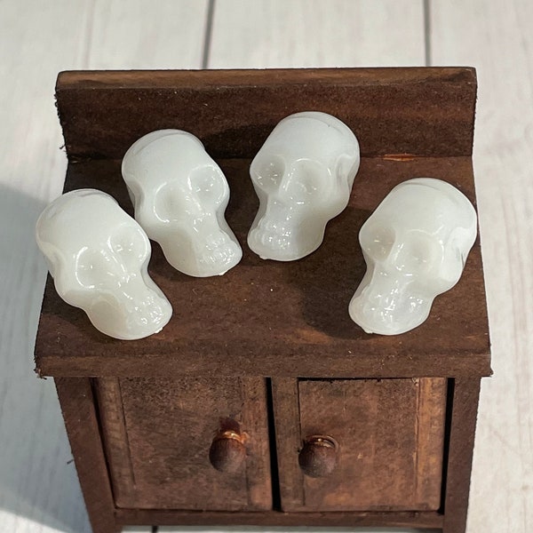 Glow in the dark resin miniature skulls dollhouse miniature decor spooky miniature haunted dollhouse miniature skull