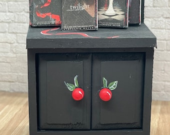 Twilight inspired miniature cabinet 1:12 scale dollhouse furniture with  booktok Bella  Swan rats skin of a killer