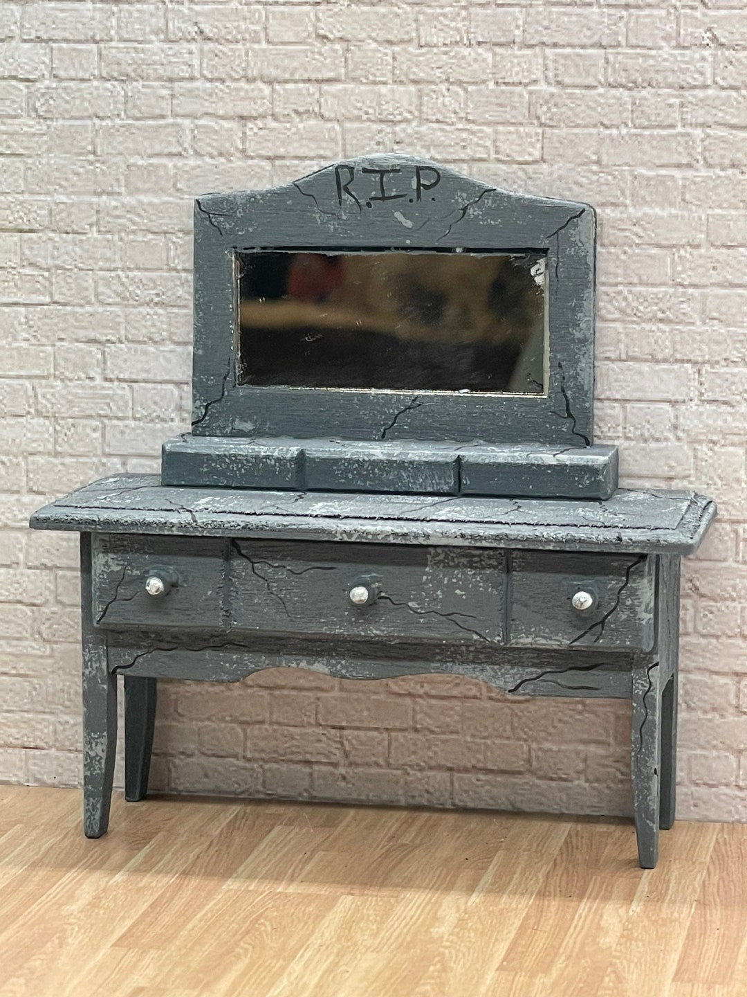 Miniature Gravestone Vanity 112 Scale Dollhouse Furniture Etsy