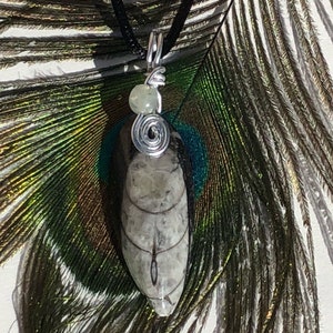 ORTHOCERAS FOSSIL Pendant - Fossil Jewelry, Orthoceras Pendant, Orthoceras Jewelry Fossil Necklace, Polished Stone, Fossil Gift,prehnite