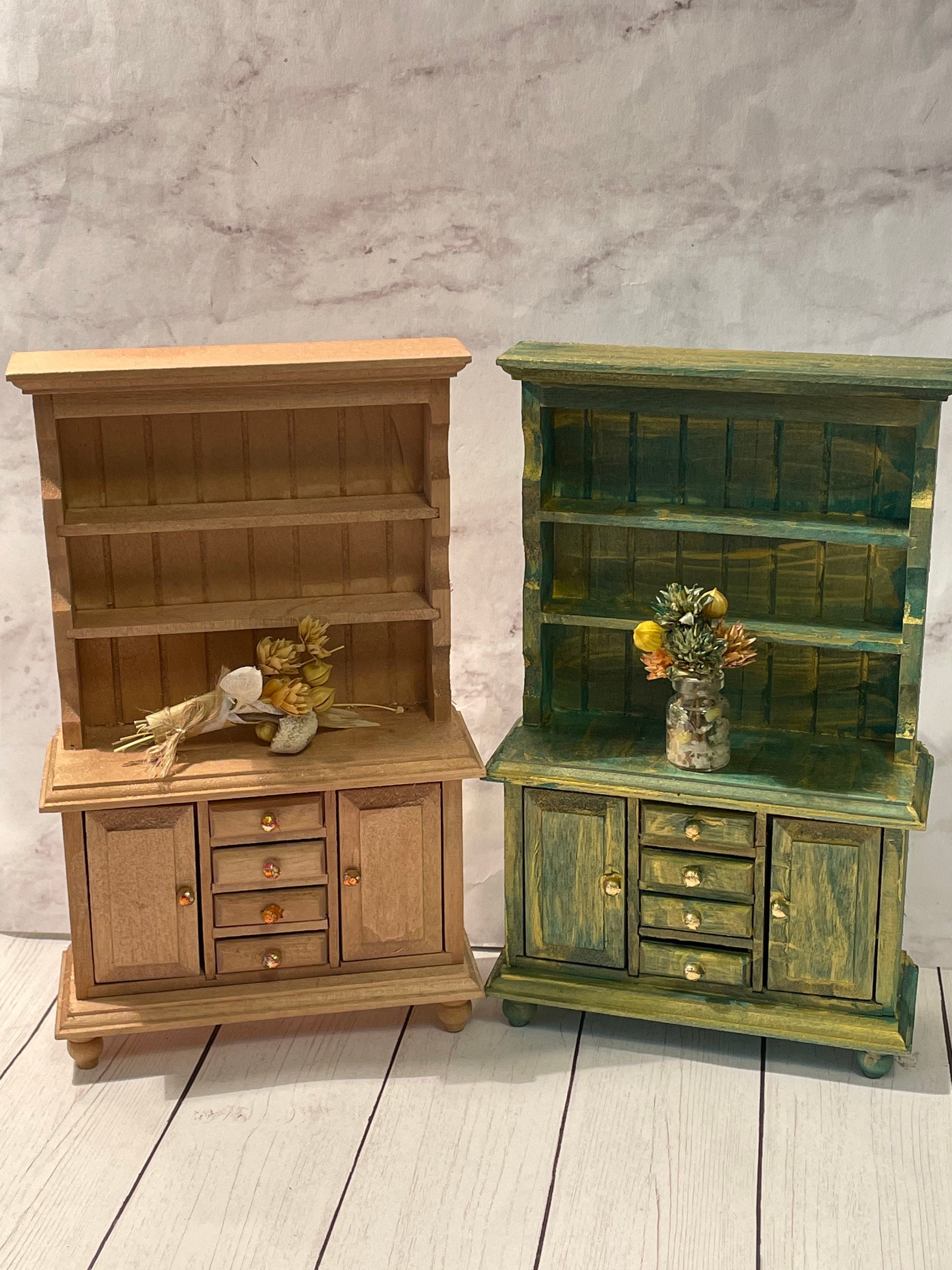 Cottagecore Miniature Hutch Cottage Dollhouse Shelf With Dried | Etsy