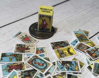 Miniatur Tarotkarten, Halloween, Feensachen, Hexe, Halloweendeko, Tarotkarten, Miniatur, Puppenhaus, Halloweenminiatur 1:12