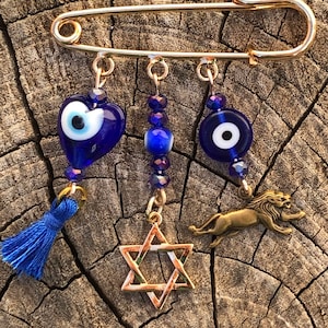 Stroller pin, Evil eye pin, boy baby pin, evil eye baby, hamsa pin, evil eye safety pin, baby pin, baby shower gift, Judaica gift,