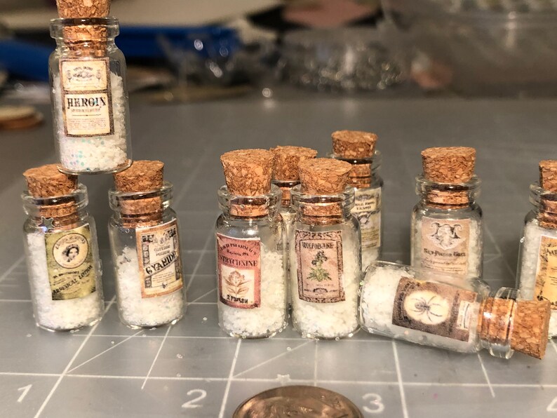 Miniature Apthecary Scripts Miniature Apothecary Bottles Witch Miniatures Apothecary | Etsy