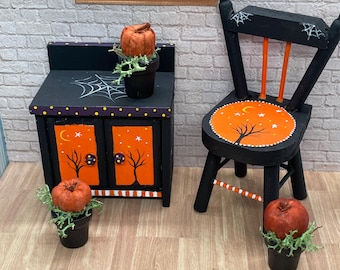Miniature  potted pumpkins 1:12 scale set of 3 dollhouse Halloween decor