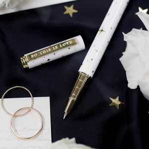 So This Is Love - Wedding Pen - Guest Book Pen - White - Gold stars - The Quirky Cup Collective