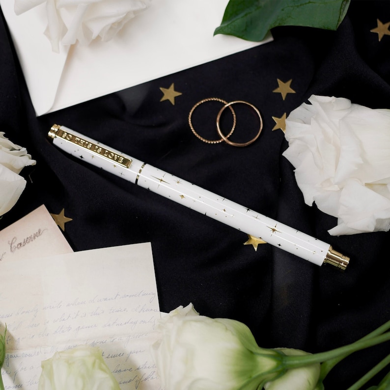 So This Is Love - Wedding Pen - Guest Book Pen - White - Gold stars - The Quirky Cup Collective