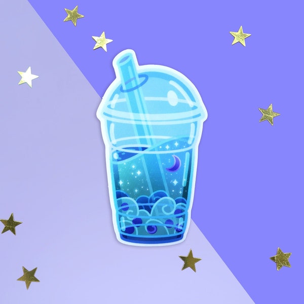 Cosmic Bubble Tea Sticker - Blue