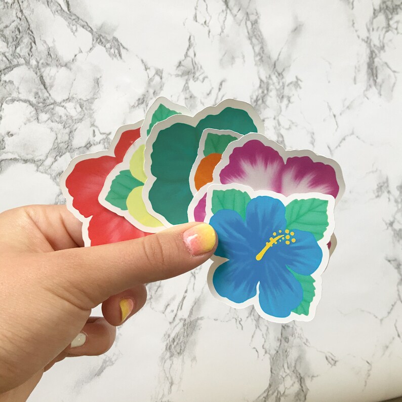 Tropical Flower Sticker Bundle Hand Drawn Stickers Etsy