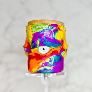 Lidded Monster Jar Rainbow Burst image 1