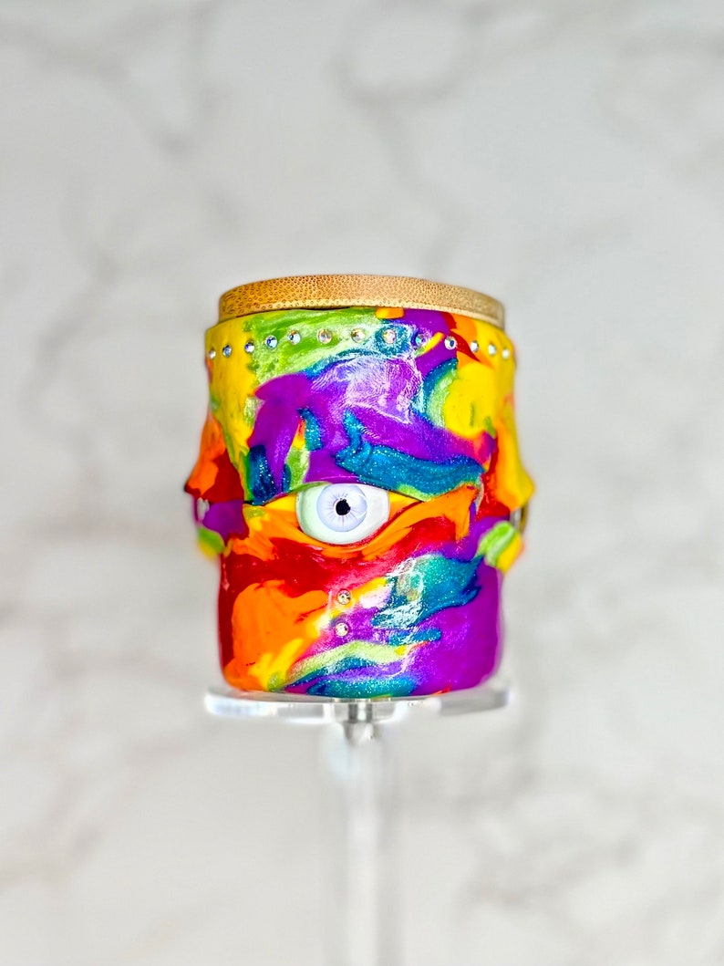 Lidded Monster Jar Rainbow Burst image 1