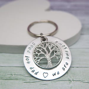 Personalized Keyring - Tree Keychain - Keychain for Dad - Custom Family Tree - Family Tree Gift - Tree of Life - Hand Stamped - Handstamped