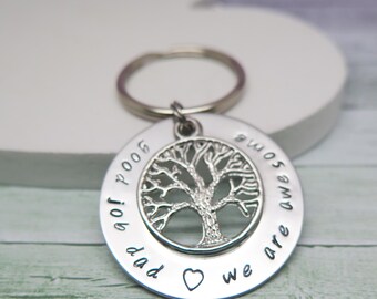 Personalized Keyring - Tree Keychain - Keychain for Dad - Custom Family Tree - Family Tree Gift - Tree of Life - Hand Stamped - Handstamped