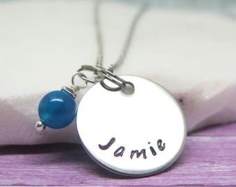 Personalized Necklace - Custom Gift for Mom - Customized Jewelry - Grandma Pendant - Hand Stamped Necklace - Hand Stamped Jewelry