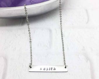 Bar Necklace - Personalized Necklace - Silver Color - Name Necklace - Hand Stamped Jewelry - Custom Name Necklace - Handstamped