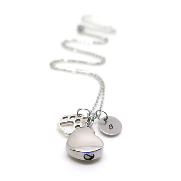 Dog Ashes Necklace - Cat Cremation Pendant - Pet Urn Necklace - Ash Jewelry - Pet Cremate Jewelry - Hand Stamped