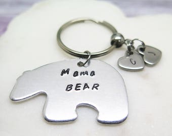 Mama Bär - Mom Schlüsselbund - Geschenk für Mama - Personalisierter Schlüsselanhänger - Handgestempelter Schlüsselanhänger - Handgestempelter Schmuck - Kinder Name Schlüsselanhänger