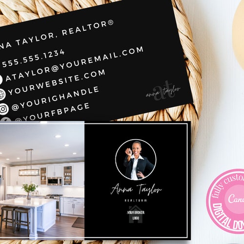 Realtor Business Card Template Real Estate Business Card Etsy